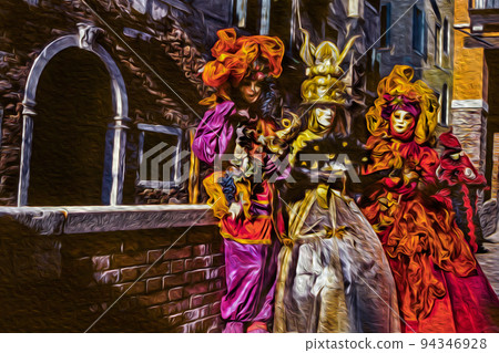 Revelers wearing costumes at the Venice Carnival Revelers wearing costumes at the Venice Carnival 94346928