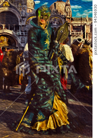 Reveler wearing costume at the Venice Carnival Reveler wearing costume at the Venice Carnival 94346930