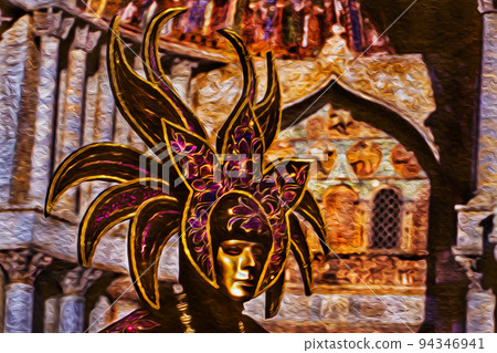 Reveler wearing costume at the Venice Carnival Reveler wearing costume at the Venice Carnival 94346941