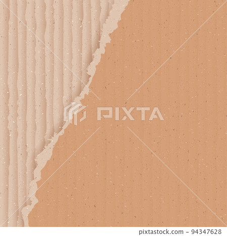 Corrugated brown cardboard background with torn peace 94347628