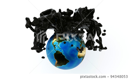 Crude oil stream up from the earth globe, oil market business, petroleum industry, NASA, 3D render Crude oil stream up from the earth globe, oil market business, petroleum industry, NASA, 3D render 94348053