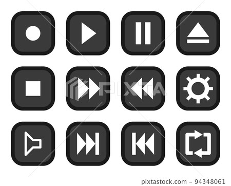 Icon set of buttons to operate music and video players 94348061
