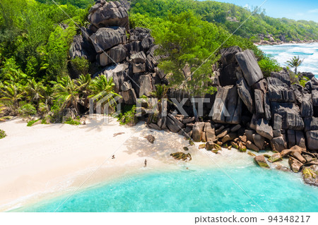 Grand Anse - one of the most beautiful beach of Seychelles. La Digue Island, Seychelles 94348217