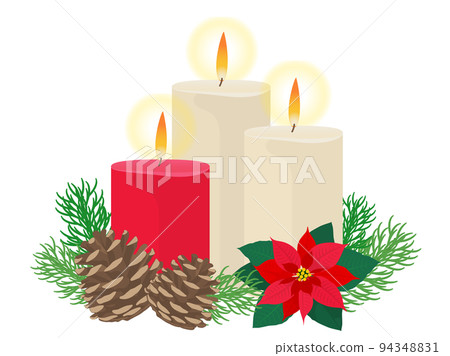 聖誕蠟燭紅色白色 94348831