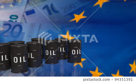 The oil tanks on euro flag for business concept 3d rendering The oil tanks on euro flag for business concept 3d rendering 94351391