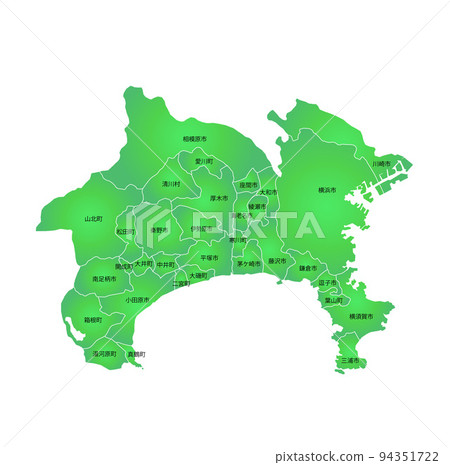 Kanagawa prefecture and municipalities map Kanagawa prefecture and municipalities map 94351722