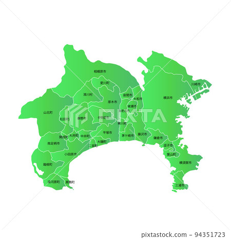 Kanagawa prefecture and municipalities map Kanagawa prefecture and municipalities map 94351723