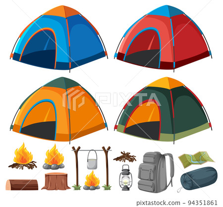 Set of many camping elements - Stock Illustration [94351861] - PIXTA
