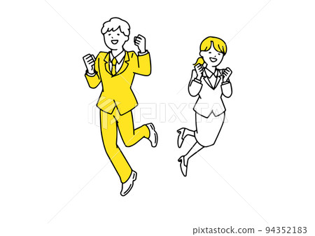 Men and women new employees who have the ability to take action Illustrations of people with simple lines Men and women new employees who have the ability to take action Illustrations of people with simple lines 94352183