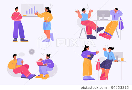 People conflict and argue on workplace in office People conflict and argue on workplace in office 94353215