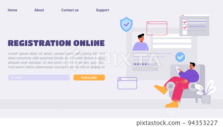 Online registration and sign up landing, banner 94353227
