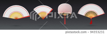 Realistic hand fans png on transparent background 94353231