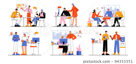 Office scenes with business people at work space 94353351
