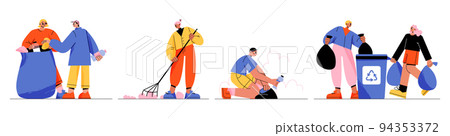 People volunteers clean nature park from trash 94353372