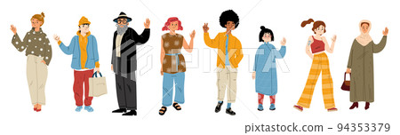 Diverse people waving hand Diverse people waving hand 94353379