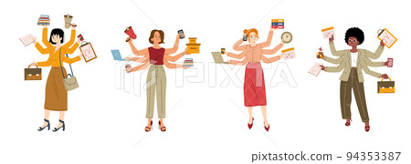 Diverse business women with many hands 94353387