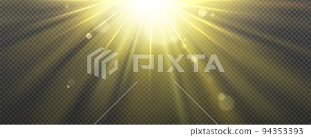 Sun light effect with yellow rays and lens glare Sun light effect with yellow rays and lens glare 94353393