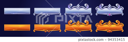 Game silver and gold buttons with fantasy frames 94353415