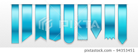 Blue bookmarks, ribbon, banner 3d vector mockup Blue bookmarks, ribbon, banner 3d vector mockup 94353451