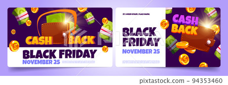 Set of Black Friday cash back flyer templates Set of Black Friday cash back flyer templates 94353460