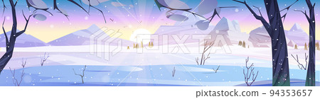 Winter nature landscape, snowfall in forest, snow 94353657