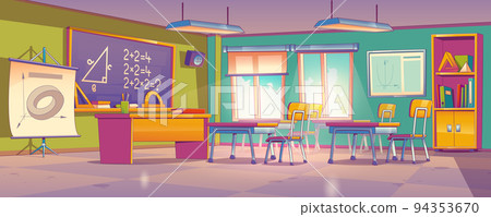 Mathematics classroom interior, school class room Mathematics classroom interior, school class room 94353670