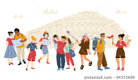 Tourists travel, group of people on excursion Tourists travel, group of people on excursion 94353699