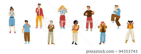 Afraid, scared people in shock, panic and stress Afraid, scared people in shock, panic and stress 94353743
