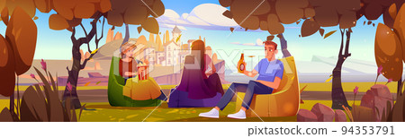 People relax at scenery autumn landscape view 94353791