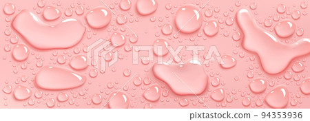 Collagen or water drops on pink background, beauty 94353936