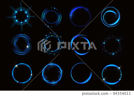 Glowing blue circles with sparkles, round frames 94354011