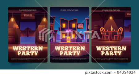 Set of western party invitation templates Set of western party invitation templates 94354024