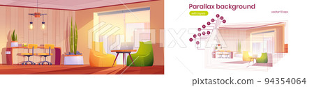 Parallax background coworking or home office 2d Parallax background coworking or home office 2d 94354064