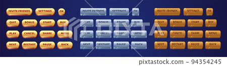 Golden, silver and bronze game buttons with text Golden, silver and bronze game buttons with text 94354245