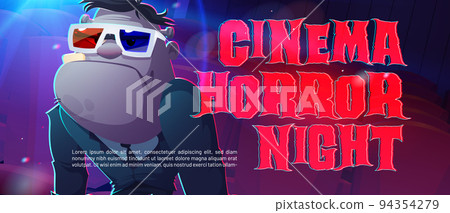 Cinema horror night with zombie in 3d glasses Cinema horror night with zombie in 3d glasses 94354279