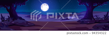Cartoon nature night time landscape background Cartoon nature night time landscape background 94354322