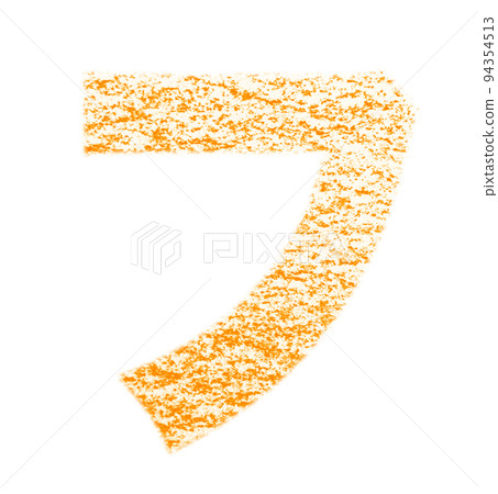 Katakana drawn with crayon "F" orange background white path with other colors / list 94354513