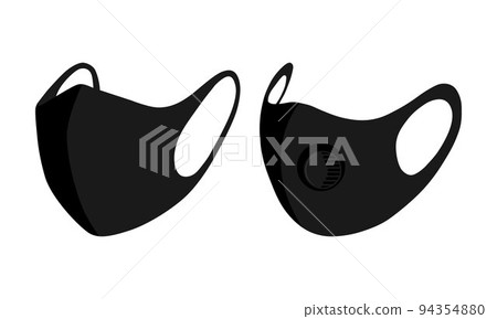 Medical mask.Fabric mask of black color. A mask to protect against viruses. A means of protection against the spread of viruses. Vector illustration isolated on a white background 94354880
