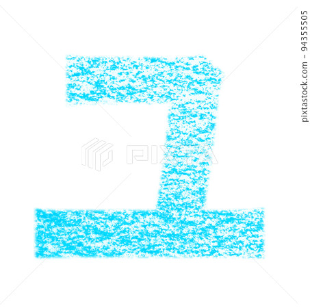 Katakana "Yu" drawn with crayon light blue background white with path Other colors / list ants Katakana "Yu" drawn with crayon light blue background white with path Other colors / list ants 94355505