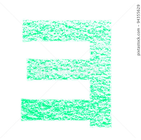 Katakana drawn with crayon "Yo" bluish green background white path with other colors/list Katakana drawn with crayon "Yo" bluish green background white path with other colors/list 94355629
