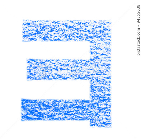 Katakana "Yo" drawn with crayons Blue background White with path Other colors / List ants 94355639