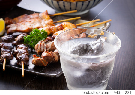 Izakaya shochu and yakitori platter Izakaya shochu and yakitori platter 94361221