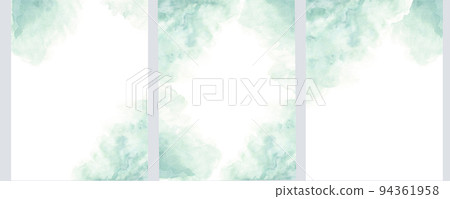 Set of watercolor templates. Hand-drawn green... - Stock Illustration  [94361958] - PIXTA