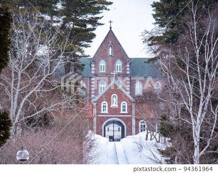 Trappist修道院前的雪樹林蔭小路 94361964