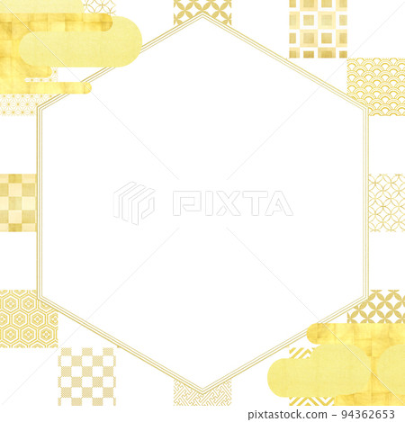 Japanese style frame with checkered pattern Japanese style frame with checkered pattern 94362653
