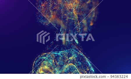 3D rendering of a multicolored, vibrant, abstract cloud of particles in space 3D rendering of a multicolored, vibrant, abstract cloud of particles in space 94363224