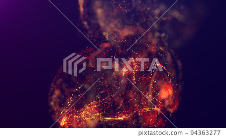 3D rendering of a multicolored, vibrant, abstract cloud of particles in space 94363277
