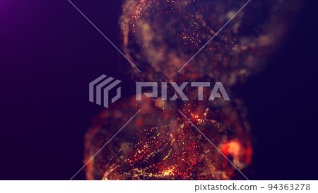 3D rendering of a multicolored, vibrant, abstract cloud of particles in space 94363278