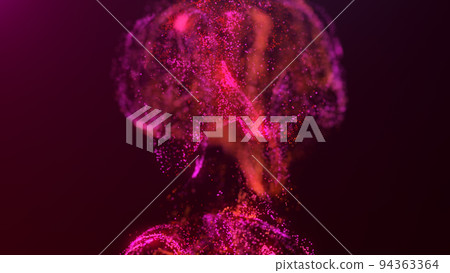 3D rendering of a multicolored, vibrant, abstract cloud of particles in space 94363364