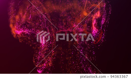 3D rendering of a multicolored, vibrant, abstract cloud of particles in space 94363367